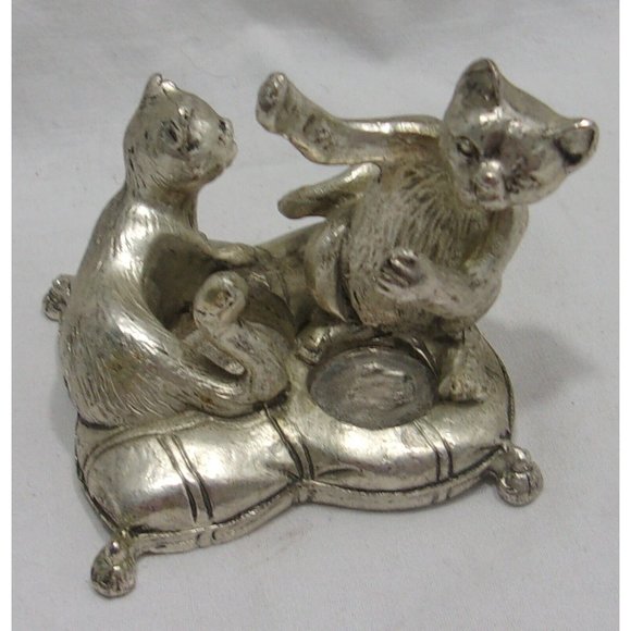 VTG Arthur Court Silver Plated Kitty Cats Kittens Playing Salt & Pepper Shakers - Picture 6 of 8